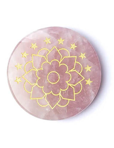 Mineraalschijf Rozenkwarts met lotus