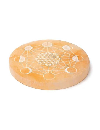 Selenite Peach Engraved Charging Plate