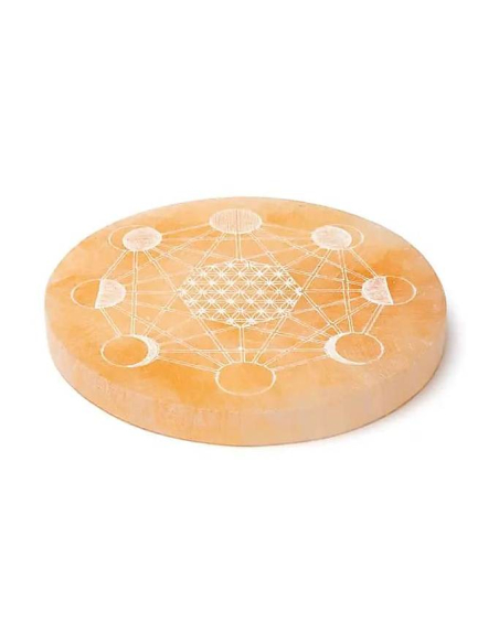 Selenite Peach Engraved Charging Plate