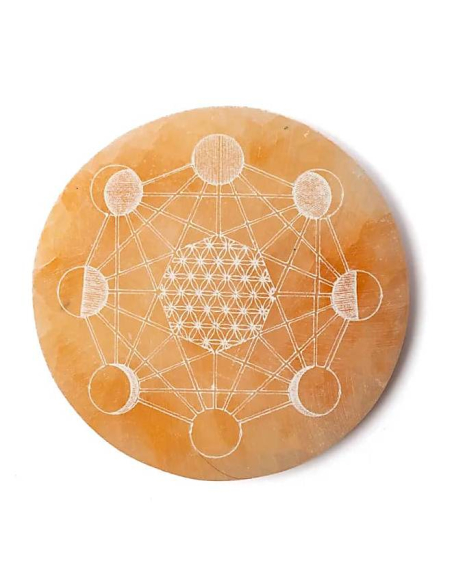 Selenite Peach Engraved Charging Plate