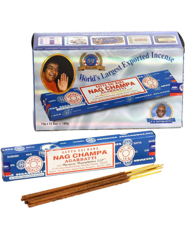 12 Pakete Nag Champa Räucherstäbchen | Authentisches Satya Räucherwerk