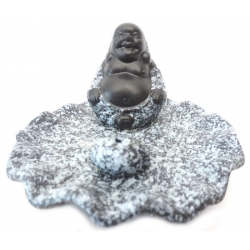 Räucherstäbchen Sie Halter-glücklicher Buddha (grau/schwarz)