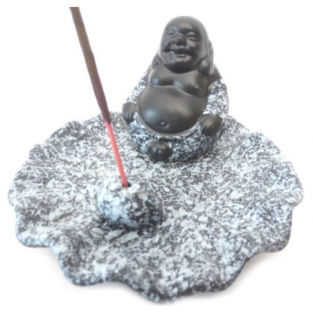 Räucherstäbchen Sie Halter-glücklicher Buddha (grau/schwarz)