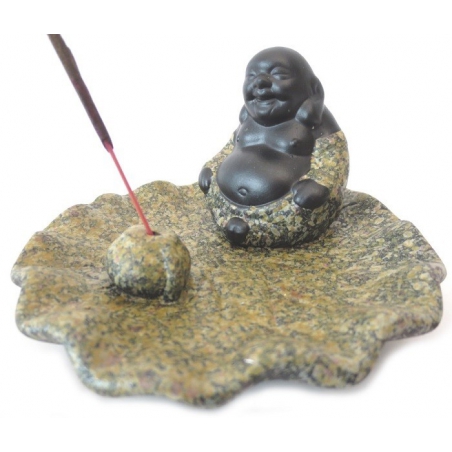 Incense holder-Lucky Buddha (brown/black)