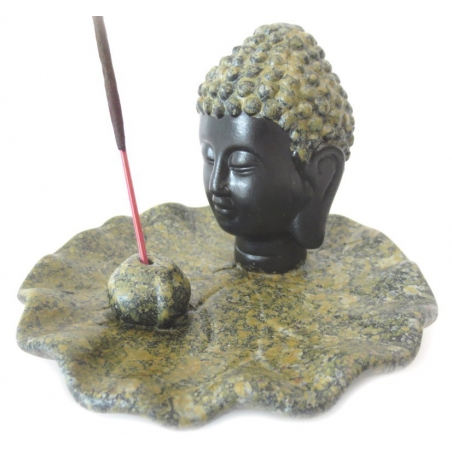 Incense holder-Buddha head Black/Brown cracele dish