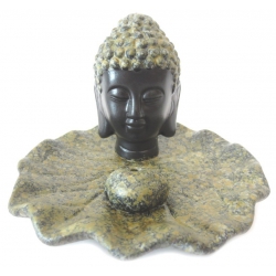 Wierookhouder - Boeddha hoofdje / bruin cracele