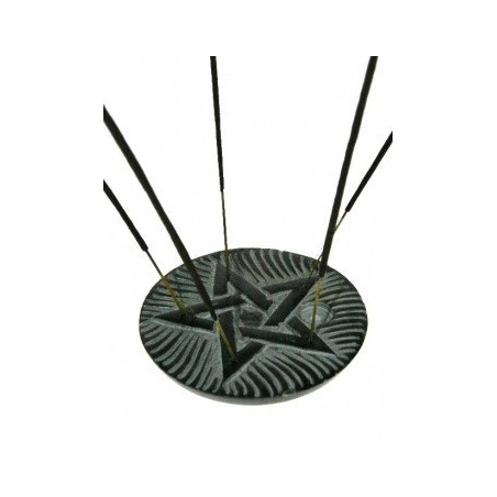 Wierookbrander Pentagram (zwart zeepsteen)