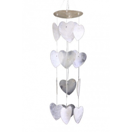 Mobile white hearts of Capiz shell