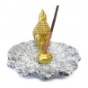 Porte d'encens - Golden Thai Buddha Head on gray dish