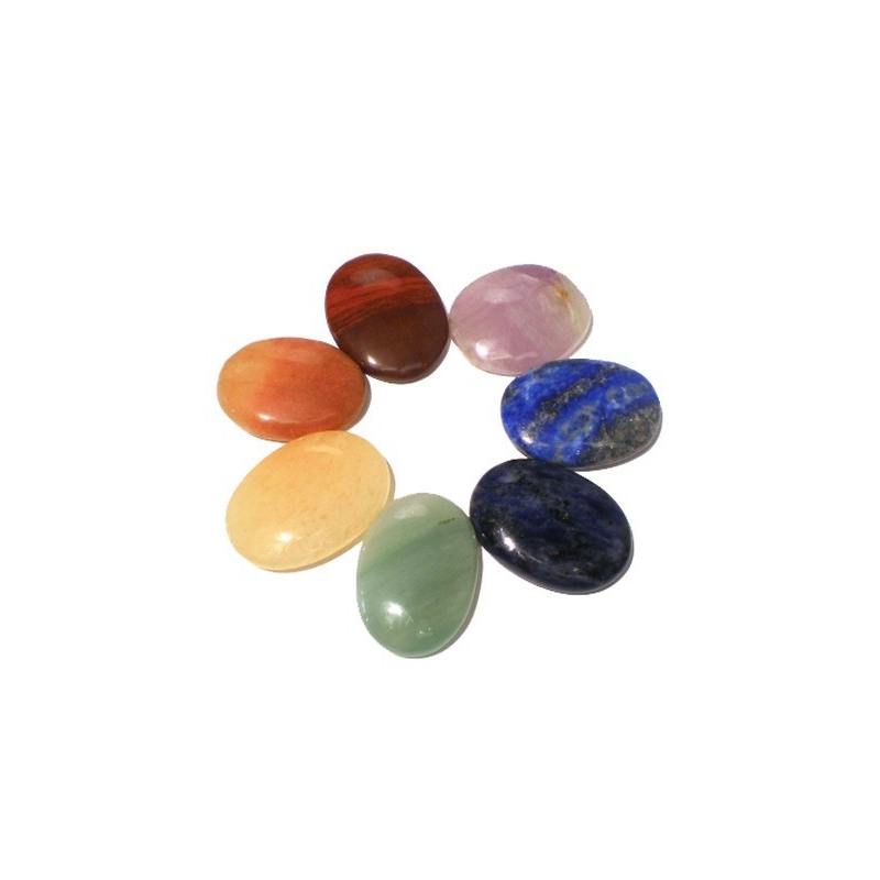 Set 7 Chakra mineraalstenen - ovaal (16574)