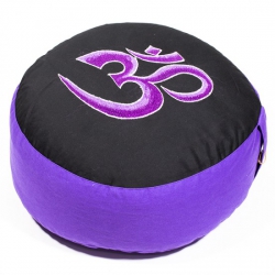 Meditation cushion black / violet OHM embroidered (8010)