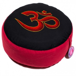 Meditation cushion black / red OHM embroidered (8016)