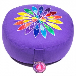 Coussin de méditation fleur violette brodée (8022)