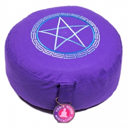 Meditation cushion violet pentagram embroidered (8025)