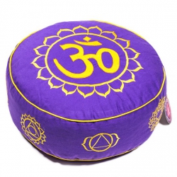 Meditatiekussen goud/violet 7 chakra's geborduurd (8028)