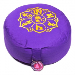 Meditatiekussen violet & geel OMPMH geborduurd (8039)