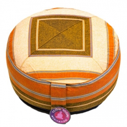 Meditatiekussen crème/oranje patroon multi (8213)