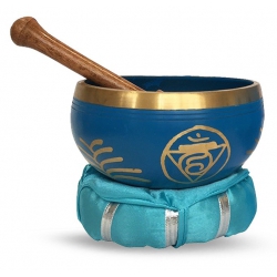 5th chakra singing bowl with cushion & stick (12 cm)