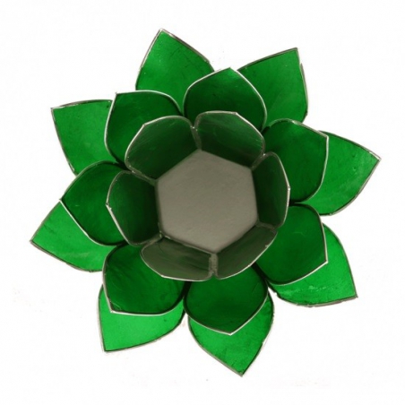 Lotus sfeerlicht - Smaragdgroen (zilverkleurige randen)
