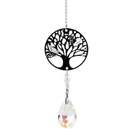 Tree of Life with drop shape rainbow crystal white