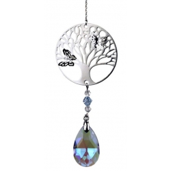 Tree of Life with drop shape rainbow crystal Violet