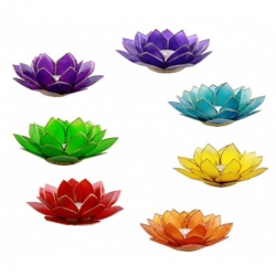 Set of 7: Lotus mood light large - Chakra (silver colored edges)
