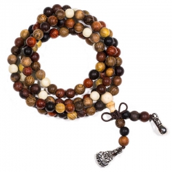 Mala four types of wood elastic with decorative beads
