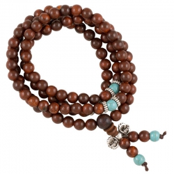 Mala wood elastic with decorative beads and dorje 108 beads