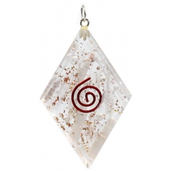 Pendentif en forme de diamant en Orgonite avec sélénite