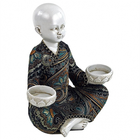 Shaolin monk with 2 tea light holders