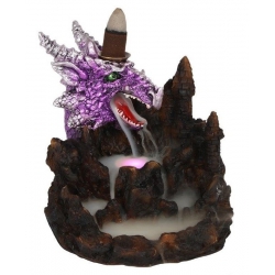 Brûleur d'encens flux de retour dragon violet avec éclairage