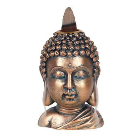 Bronskleurig Boeddha Hoofd Backflow wierookbrander