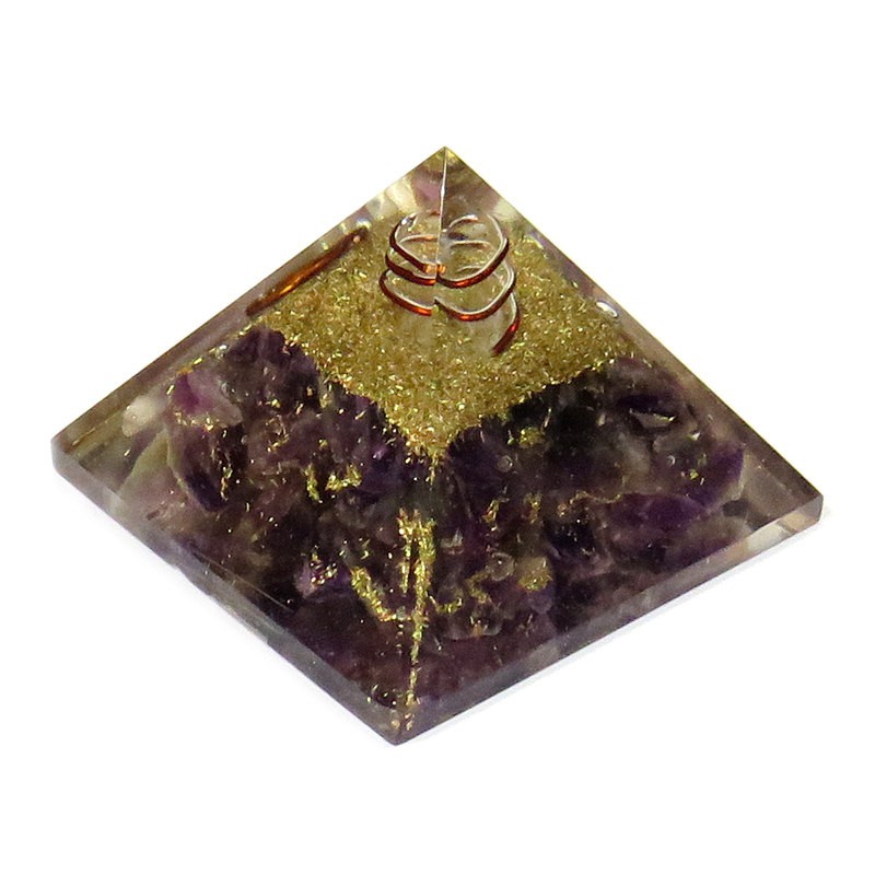 Orgonit Pyramide "Kupfer" mit Edelstein-Spitze Kristallen 