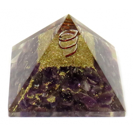 Orgonit Pyramide - Amethyst mit Kristallspitze und Kupfer (55mm)