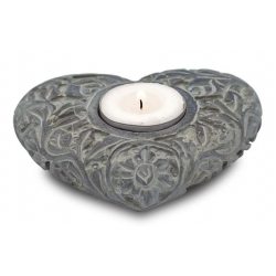 Heart shape candle and incense holder soapstone natural