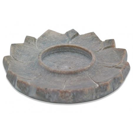 Lotus candle and incense holder soapstone natural