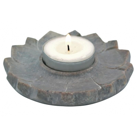 Lotus candle and incense holder soapstone natural