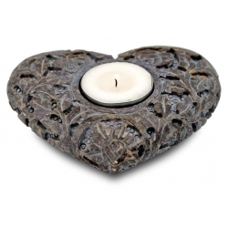 Heart shape candle and incense holder soapstone gray