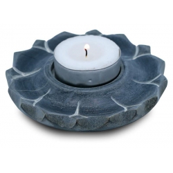 Lotus candle and incense holder soapstone gray