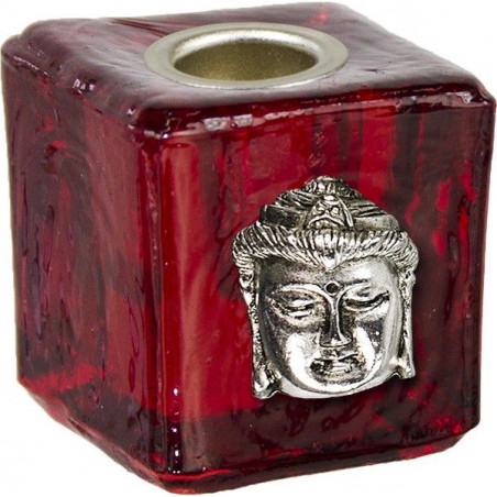 Kaarshouder mini kubus rood met buddha