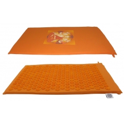 Le tapis d'acupression orange avec Bouddha
