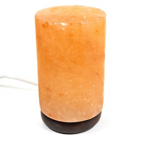 Lampe à sel Cylindre avec base en bois