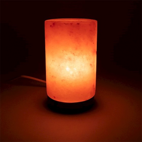 Lampe à sel Cylindre avec base en bois