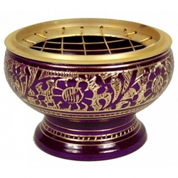 Incense burner brass purple