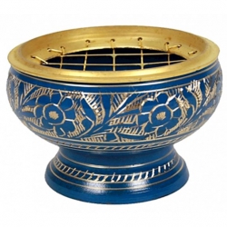 Incense burner brass blue