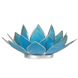 Lotus sfeerlicht - Aquamarijn (zilverkleurige randen)