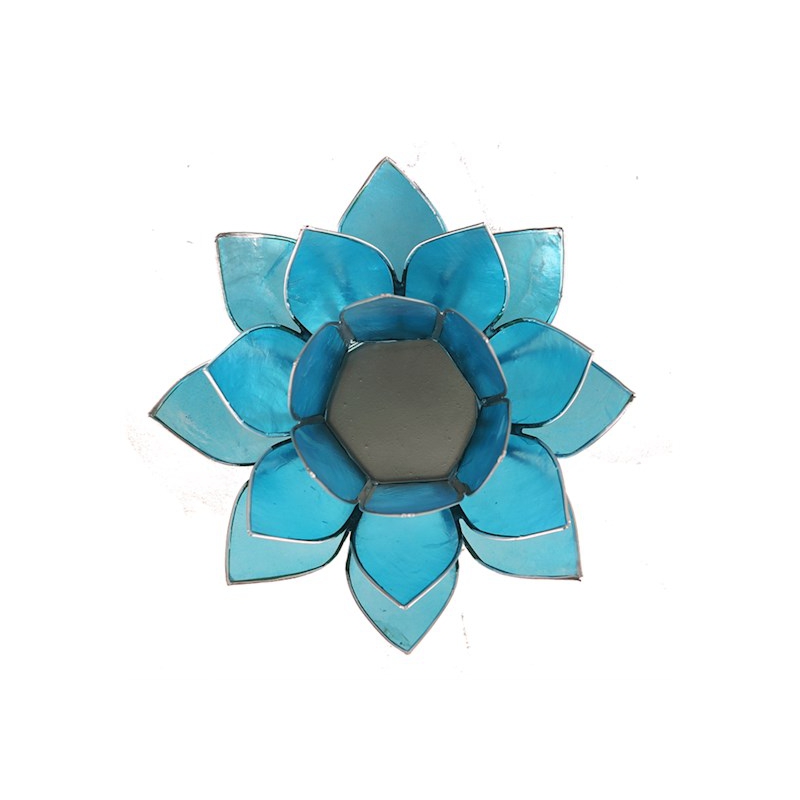 Lotus-Stimmungslicht - Aquamarin (silberfarbene Kanten)