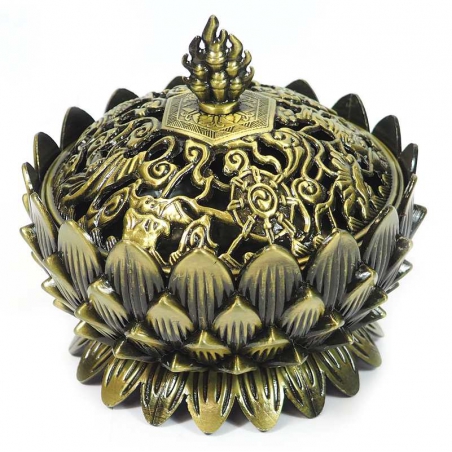 Incense burner Lotus bronze colored (9cm)